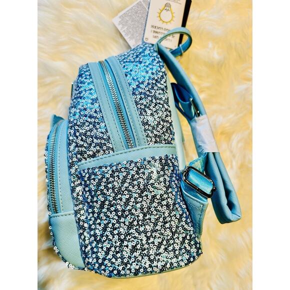 *NEW LIGHT UP EXCLUSIVE* Loungefly Pinocchio Blue Fairy Sequin Mini Backpack - Picture 4 of 6